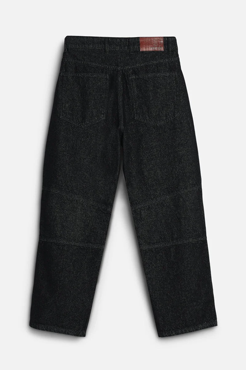 SNITCH Black GRIND Knee Patch Baggy Biker Jeans for Men | Best Price UAE